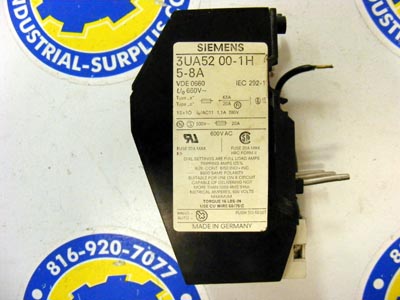 <b>Siemens - </b>3UA52 00-1H Overload Relay 5.0 to 8.0 Amps
